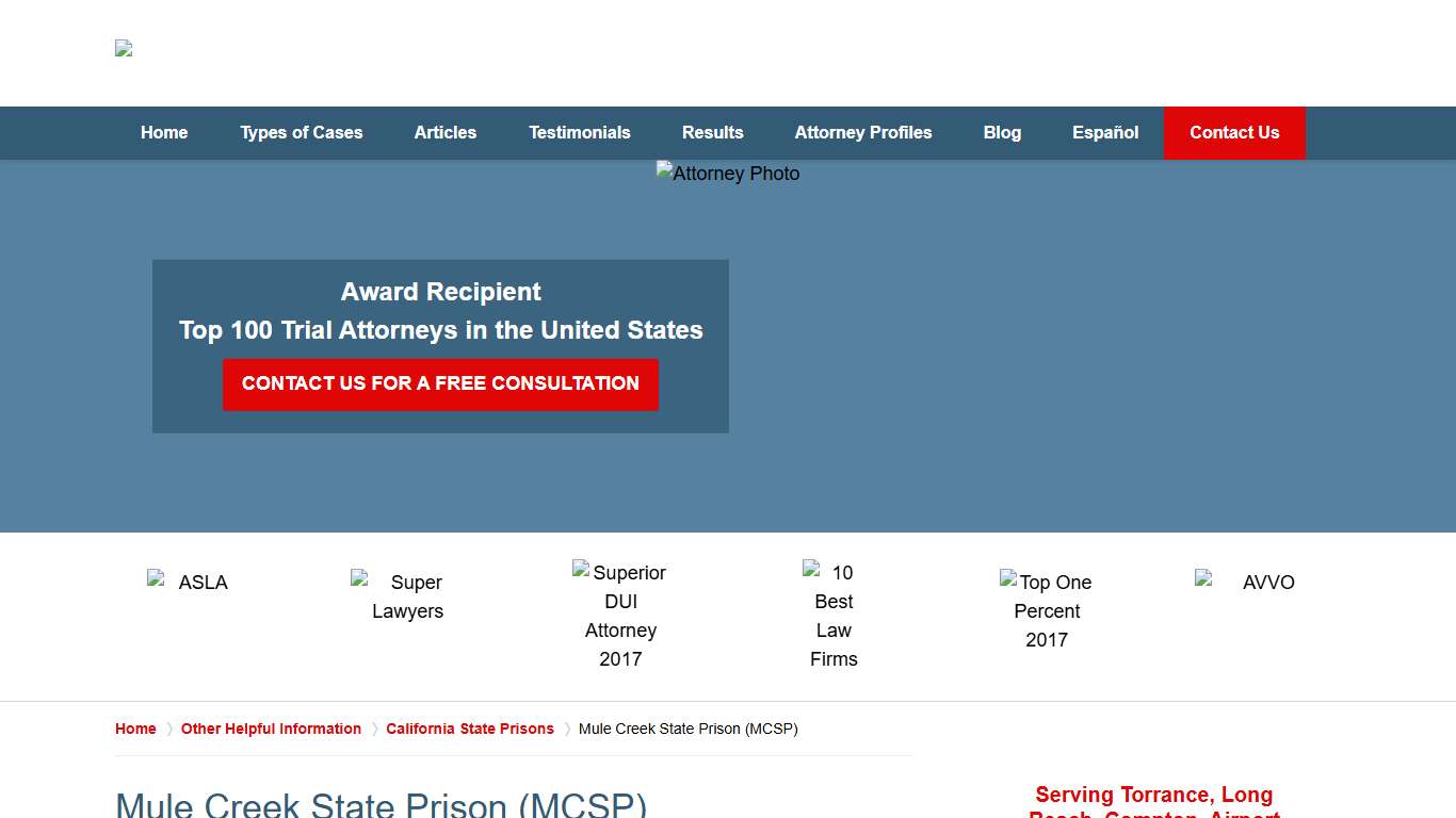 Mule Creek State Prison (MCSP) :: Plymouth Criminal Defense Lawyer Greg Hill & Associates