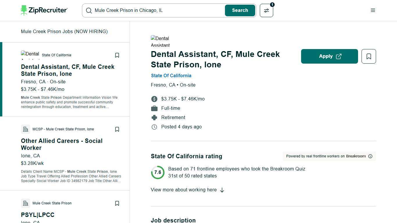 $15-$78/hr Mule Creek Prison Jobs (NOW HIRING) Jan 2026